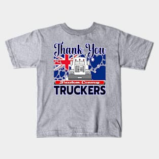 TRUCKERS FOR FREEDOM - THANK YOU TRUCKERS - AUSTRALIAN FLAG - CANBERRA BLK LETTERS GRAPHIC Kids T-Shirt